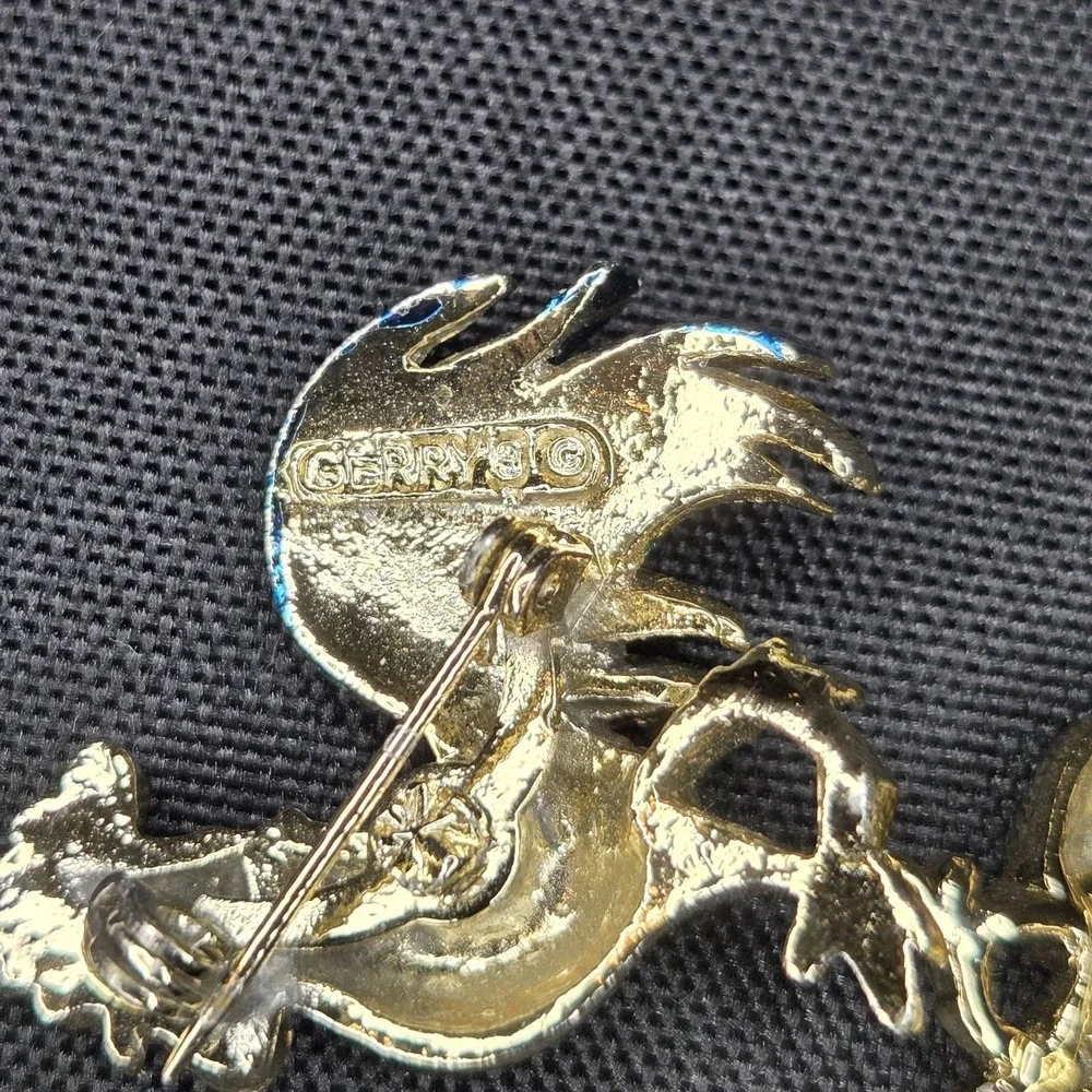 VTG Signed‎ Gerry's Rooster Brooch Set Gold Enamel MCM Farmcore Cottagecore Chic